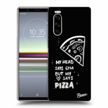 Picasee silikonowe czarne etui na Sony Xperia 5 - Pizza