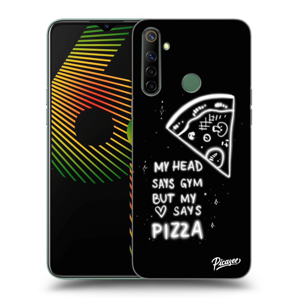 Picasee silikonowe czarne etui na Realme 6i - Pizza