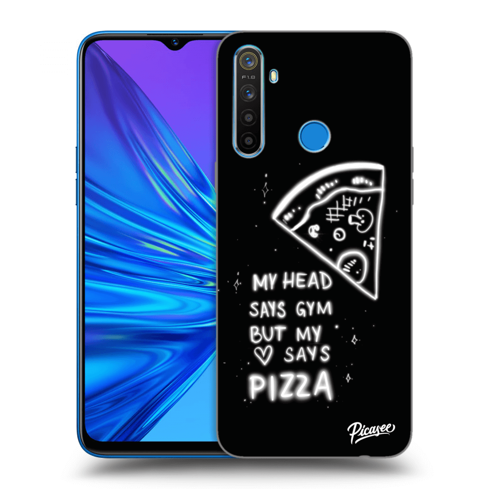 Picasee silikonowe czarne etui na Realme 5 - Pizza