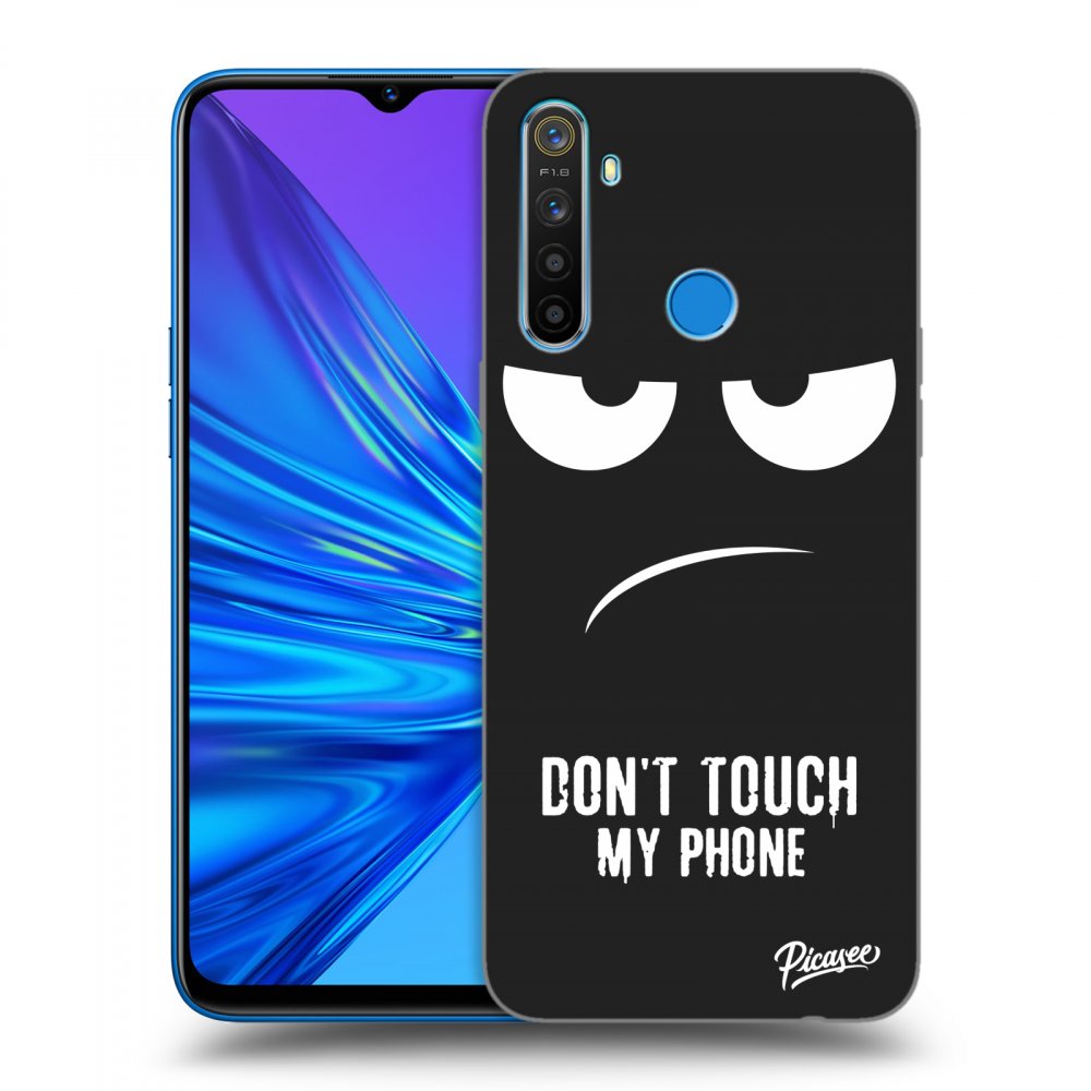 Picasee silikonowe czarne etui na Realme 5 - Don't Touch My Phone