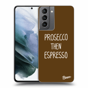 Picasee silikonowe czarne etui na Samsung Galaxy S21 5G G991B - Prosecco then espresso