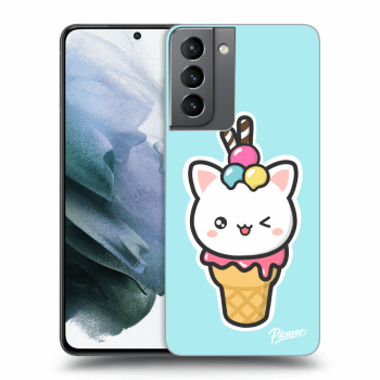 Picasee silikonowe przeźroczyste etui na Samsung Galaxy S21 5G G991B - Ice Cream Cat