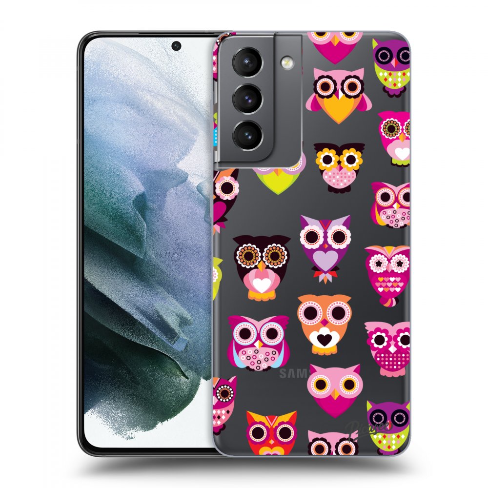 Picasee silikonowe przeźroczyste etui na Samsung Galaxy S21 5G G991B - Owls