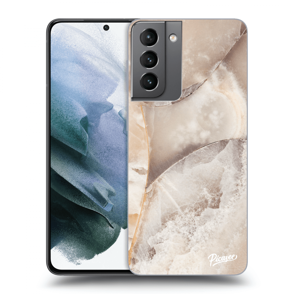 Picasee silikonowe przeźroczyste etui na Samsung Galaxy S21 5G G991B - Cream marble