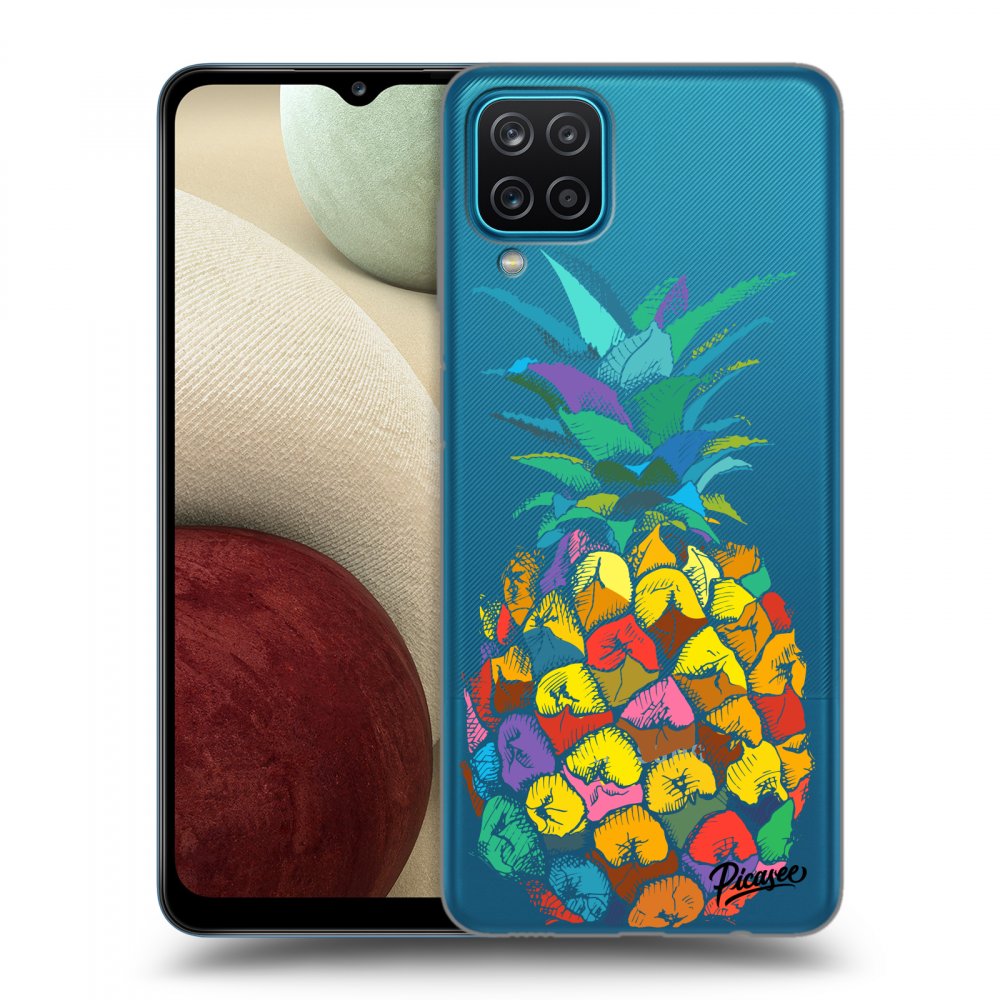 Picasee silikonowe przeźroczyste etui na Samsung Galaxy A12 A125F - Pineapple