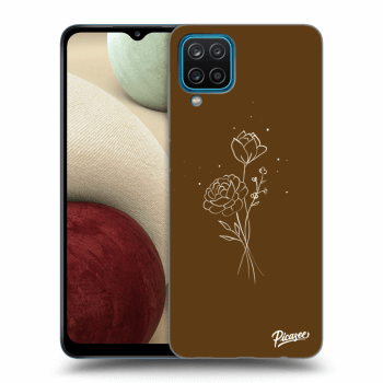 Picasee silikonowe przeźroczyste etui na Samsung Galaxy A12 A125F - Brown flowers