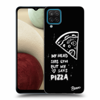 Picasee silikonowe czarne etui na Samsung Galaxy A12 A125F - Pizza