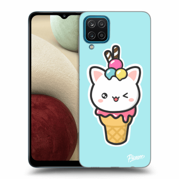 Picasee silikonowe czarne etui na Samsung Galaxy A12 A125F - Ice Cream Cat