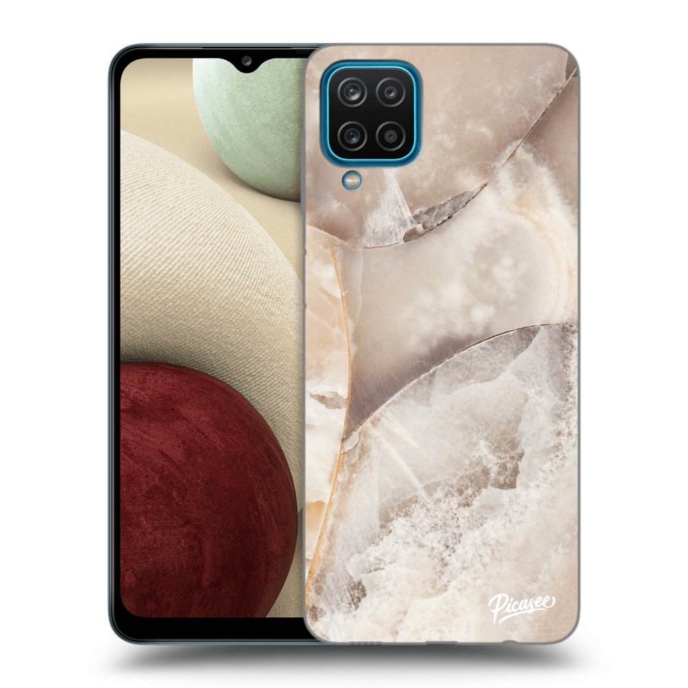 Picasee silikonowe przeźroczyste etui na Samsung Galaxy A12 A125F - Cream marble