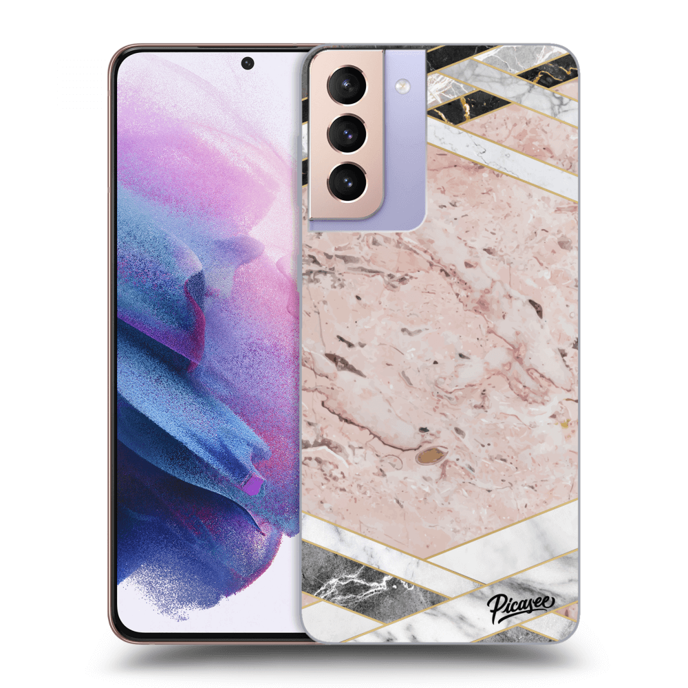Picasee silikonowe przeźroczyste etui na Samsung Galaxy S21+ 5G G996F - Pink geometry
