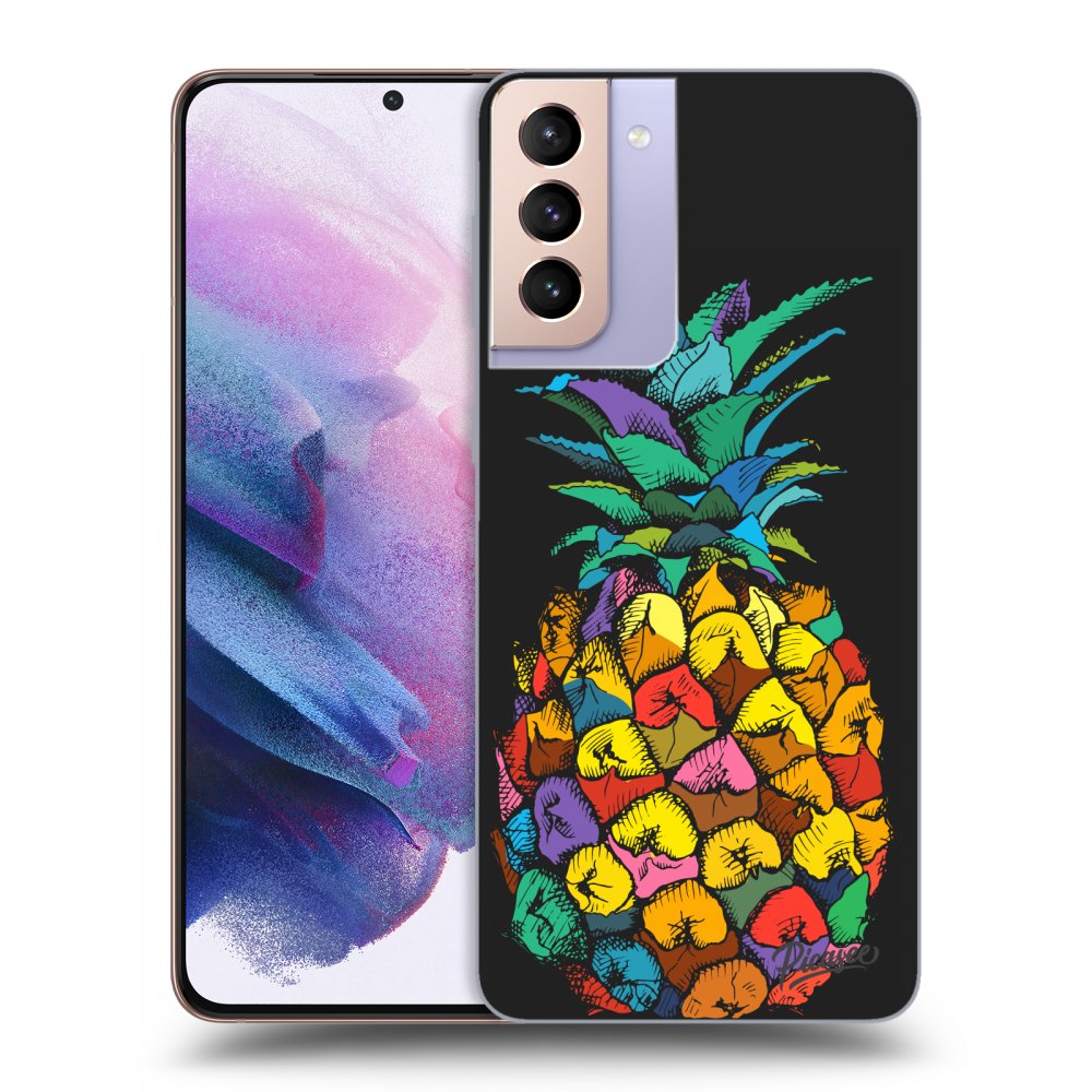 Picasee silikonowe czarne etui na Samsung Galaxy S21+ 5G G996F - Pineapple