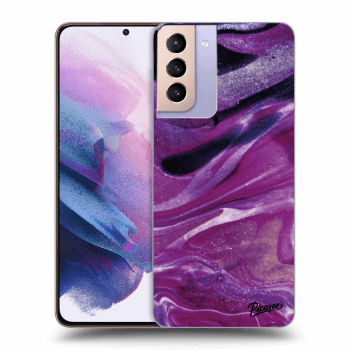 Picasee silikonowe przeźroczyste etui na Samsung Galaxy S21+ 5G G996F - Purple glitter