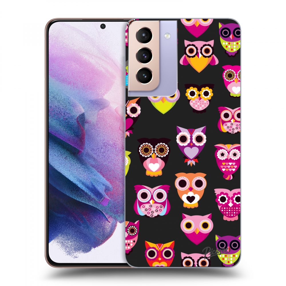 Picasee silikonowe czarne etui na Samsung Galaxy S21+ 5G G996F - Owls