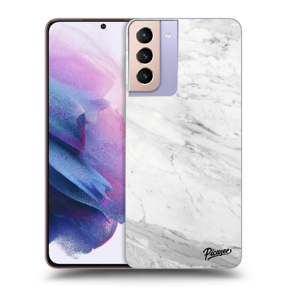 Picasee silikonowe przeźroczyste etui na Samsung Galaxy S21+ 5G G996F - White marble