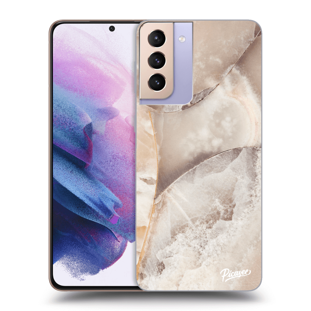 Picasee silikonowe przeźroczyste etui na Samsung Galaxy S21+ 5G G996F - Cream marble