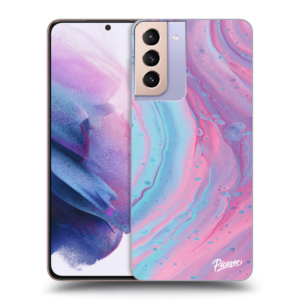 Picasee silikonowe przeźroczyste etui na Samsung Galaxy S21+ 5G G996F - Pink liquid