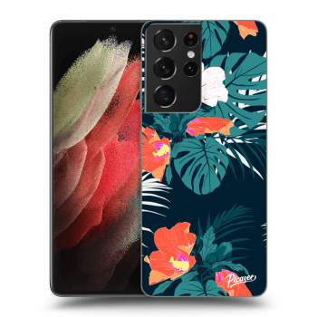 Picasee silikonowe przeźroczyste etui na Samsung Galaxy S21 Ultra 5G G998B - Monstera Color