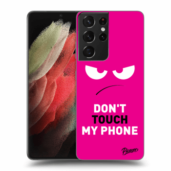 Picasee silikonowe czarne etui na Samsung Galaxy S21 Ultra 5G G998B - Angry Eyes - Pink