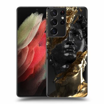 Picasee silikonowe przeźroczyste etui na Samsung Galaxy S21 Ultra 5G G998B - Gold - Black
