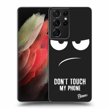 Picasee silikonowe czarne etui na Samsung Galaxy S21 Ultra 5G G998B - Don't Touch My Phone