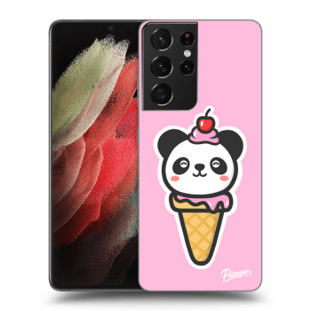 Picasee silikonowe czarne etui na Samsung Galaxy S21 Ultra 5G G998B - Ice Cream Panda
