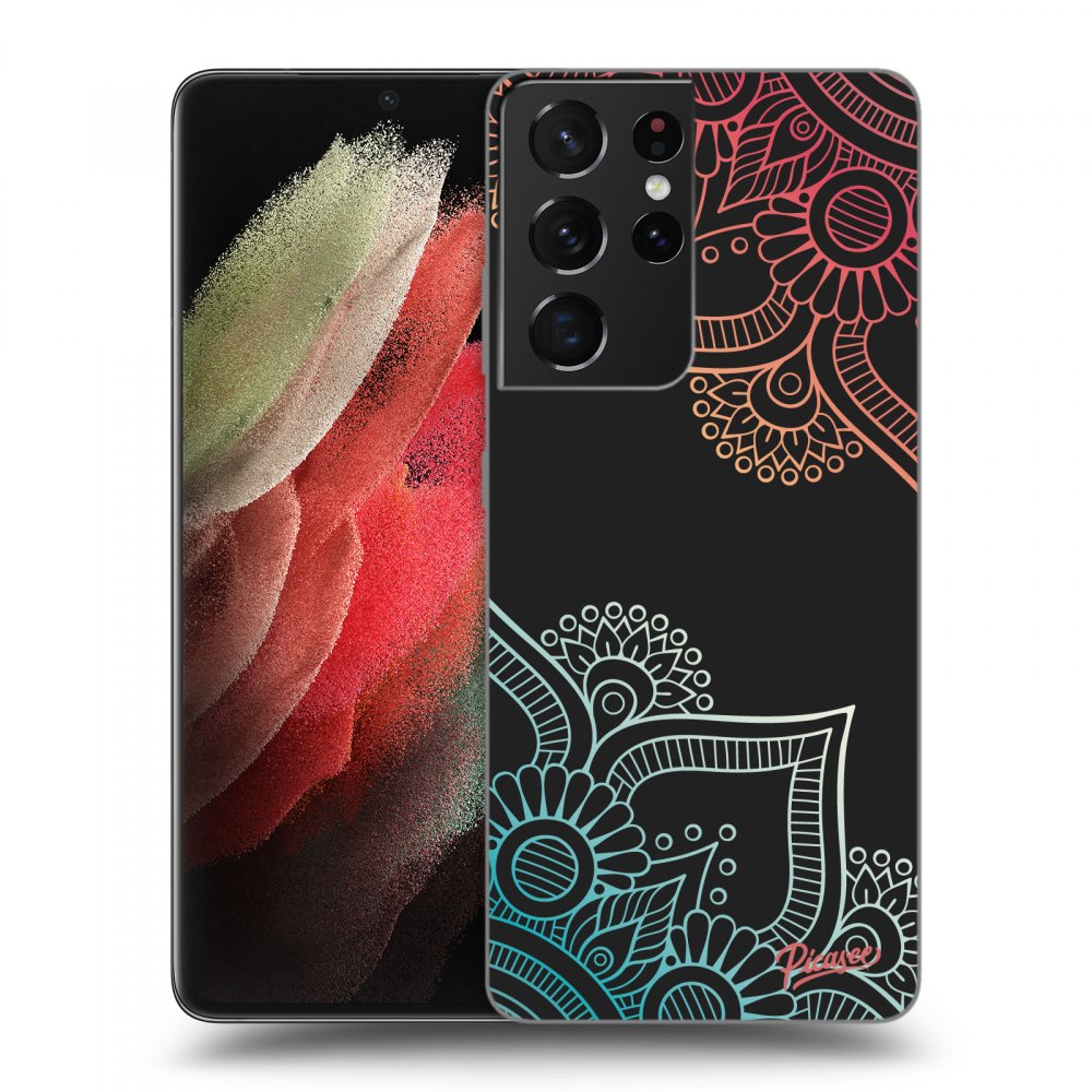 Picasee silikonowe czarne etui na Samsung Galaxy S21 Ultra 5G G998B - Flowers pattern