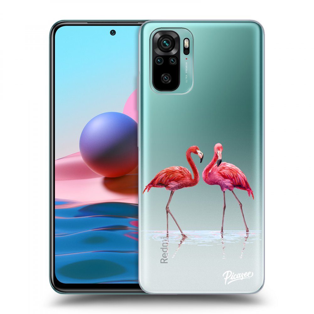 Silikonowe Przeźroczyste Etui Na Xiaomi Redmi Note 10 - Flamingos Couple