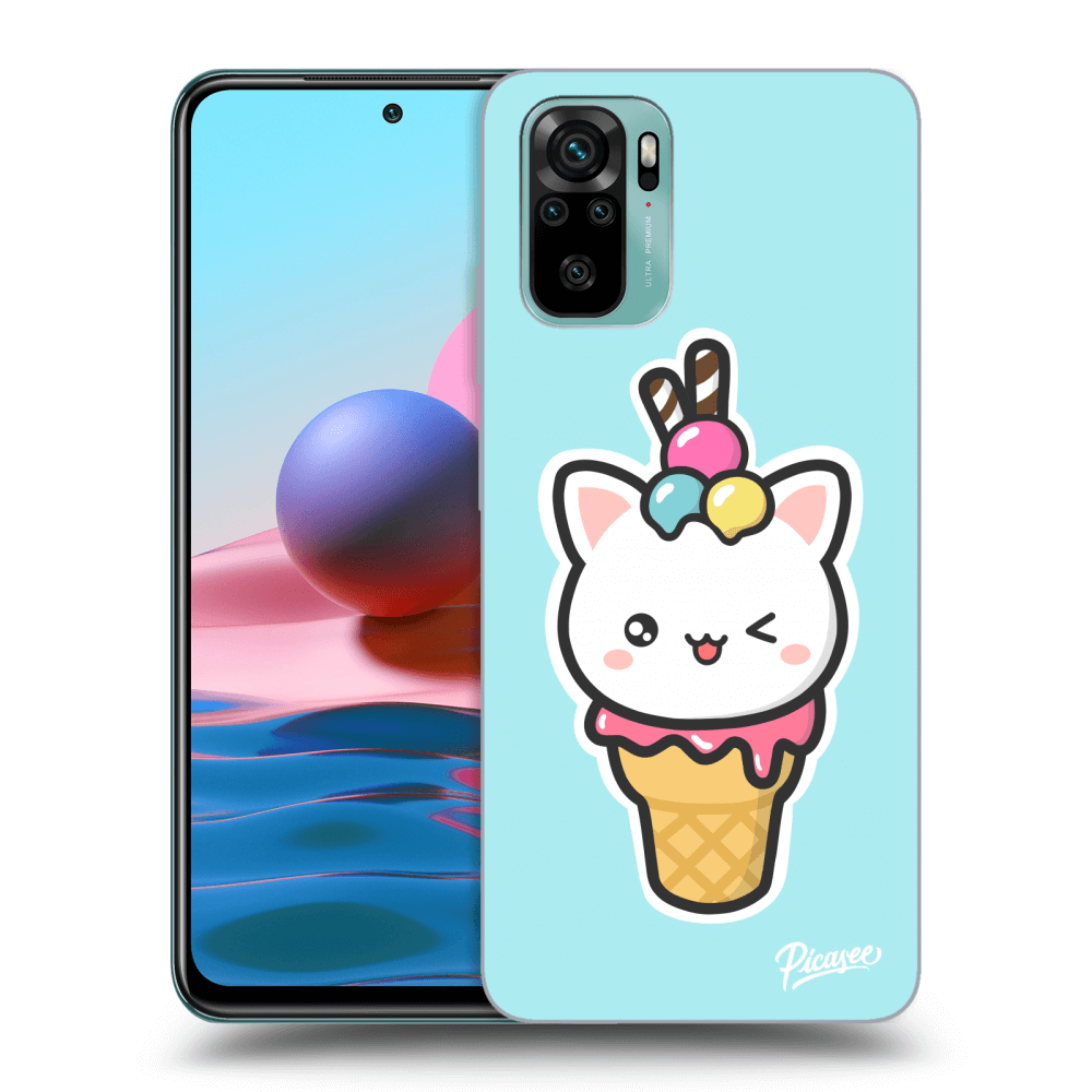 Picasee silikonowe przeźroczyste etui na Xiaomi Redmi Note 10 - Ice Cream Cat