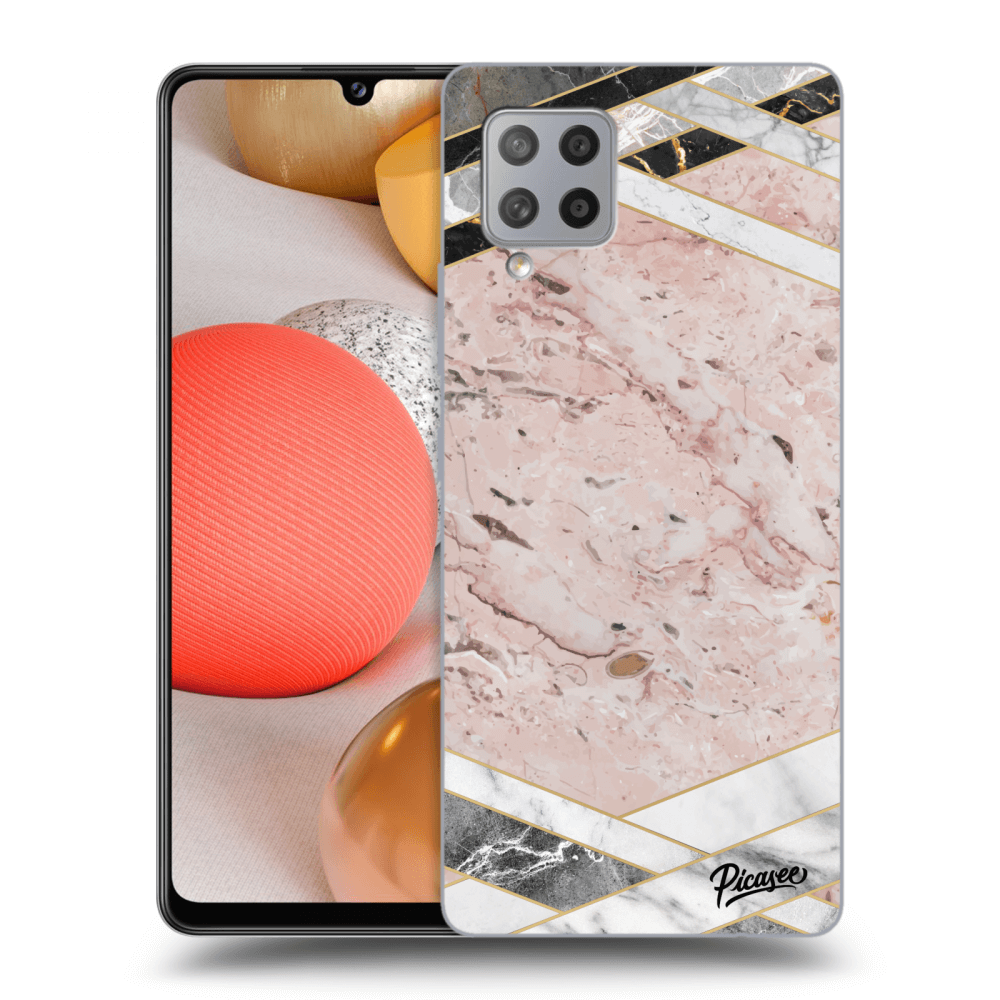 Picasee silikonowe przeźroczyste etui na Samsung Galaxy A42 A426B - Pink geometry