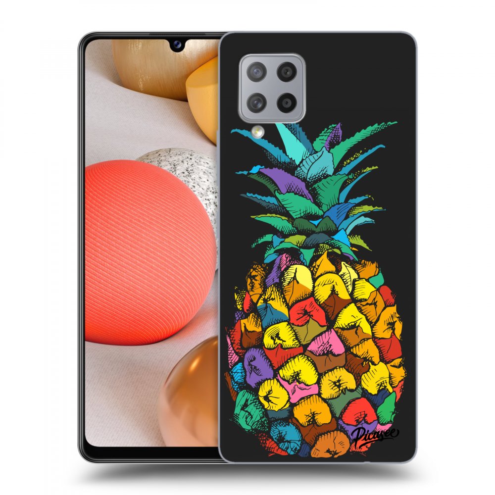 Picasee silikonowe czarne etui na Samsung Galaxy A42 A426B - Pineapple