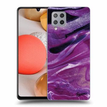 Picasee silikonowe przeźroczyste etui na Samsung Galaxy A42 A426B - Purple glitter