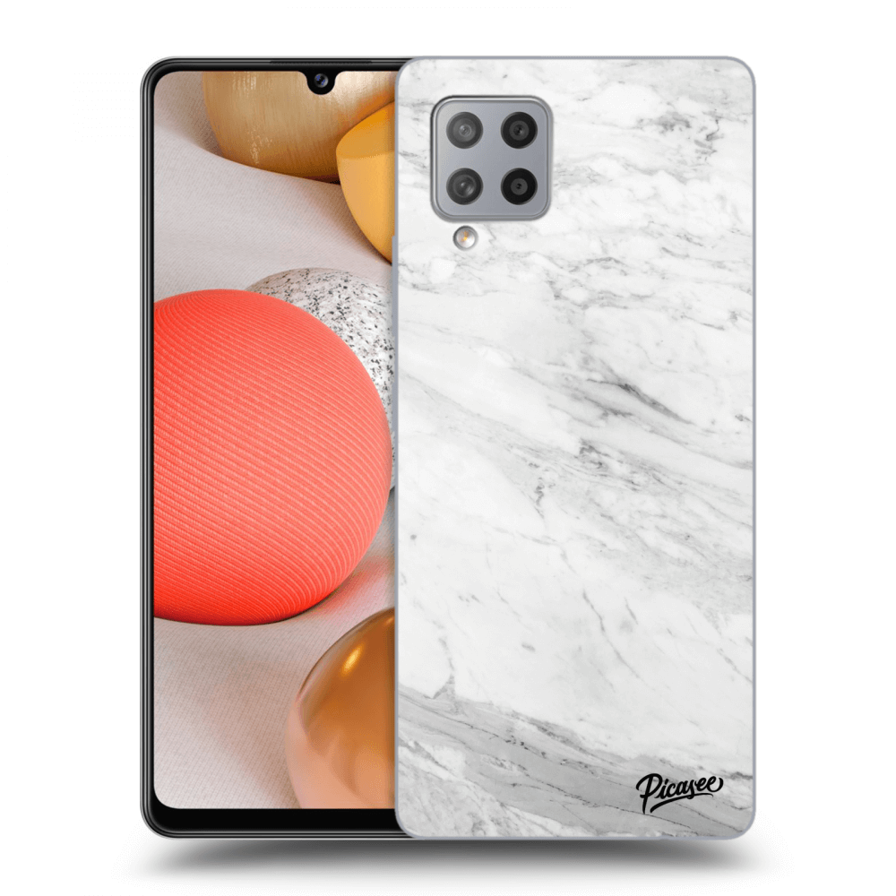 Picasee silikonowe przeźroczyste etui na Samsung Galaxy A42 A426B - White marble