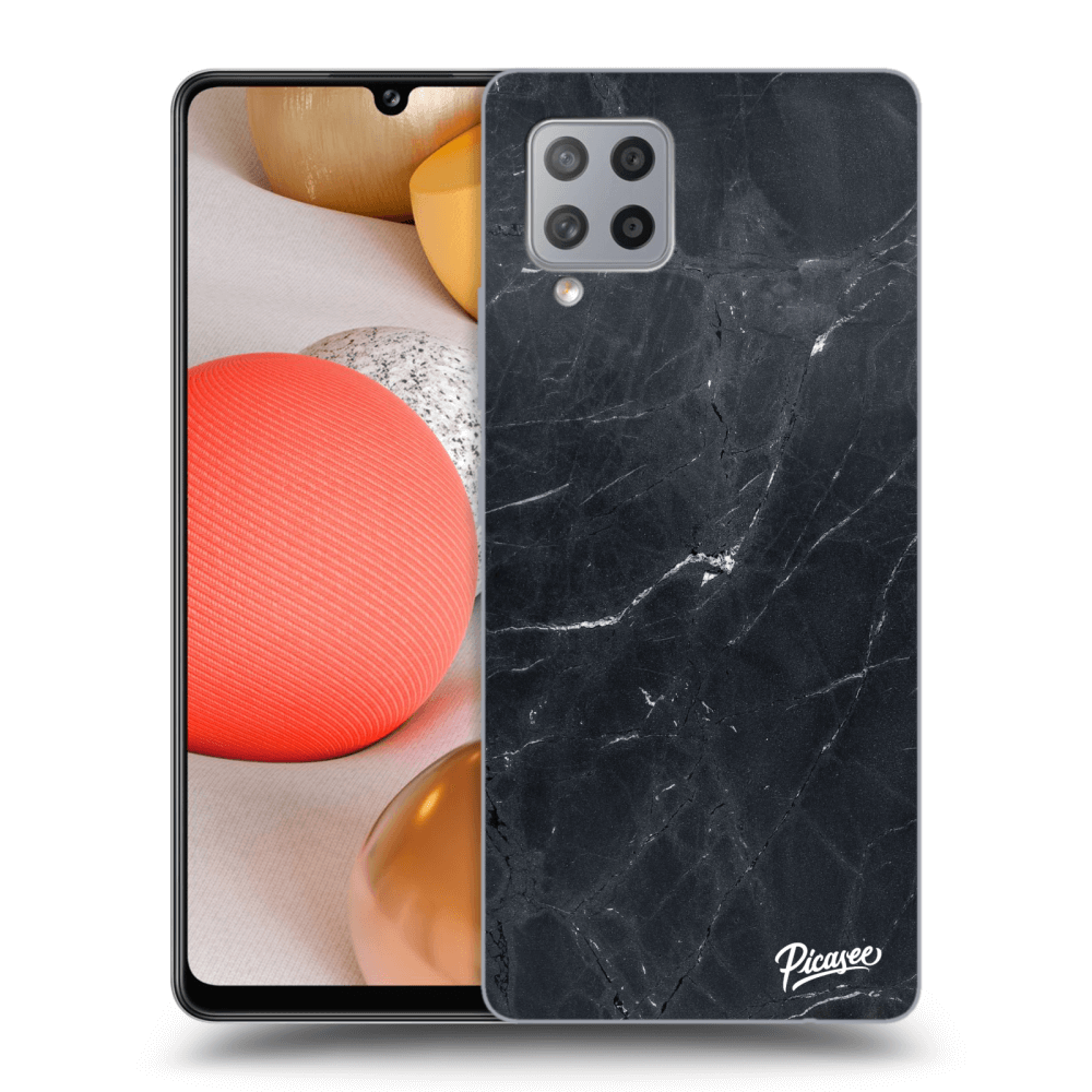 Picasee silikonowe czarne etui na Samsung Galaxy A42 A426B - Black marble
