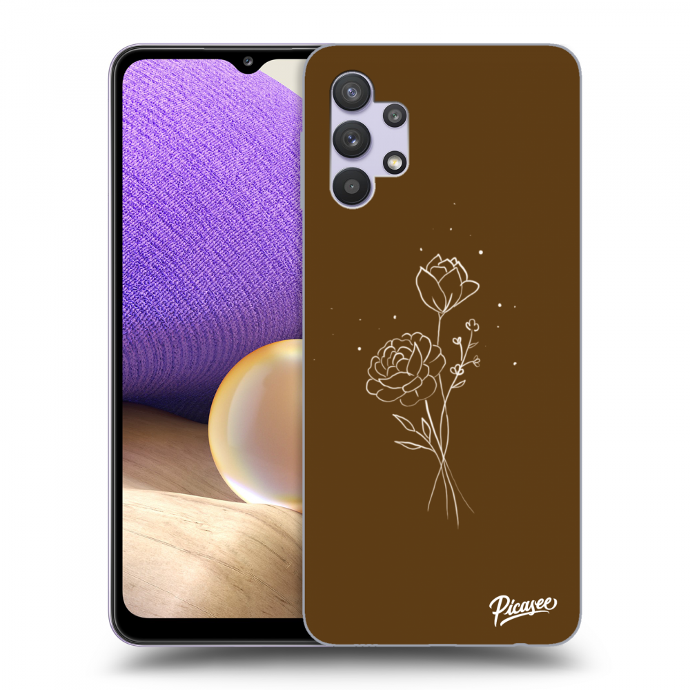 Picasee silikonowe czarne etui na Samsung Galaxy A32 5G A326B - Brown flowers