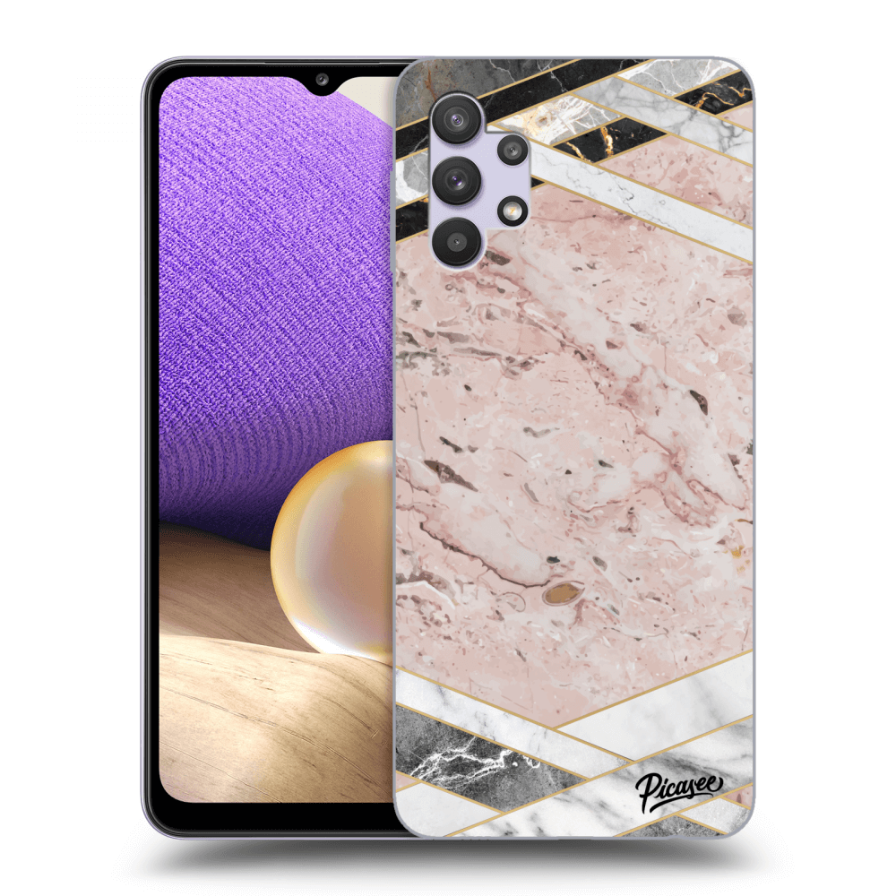 Picasee silikonowe przeźroczyste etui na Samsung Galaxy A32 5G A326B - Pink geometry