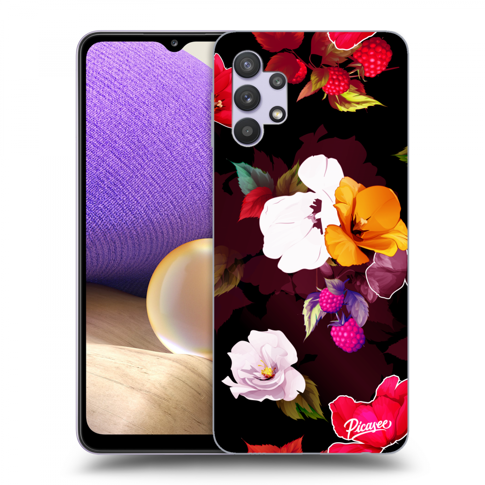 Picasee silikonowe czarne etui na Samsung Galaxy A32 5G A326B - Flowers and Berries