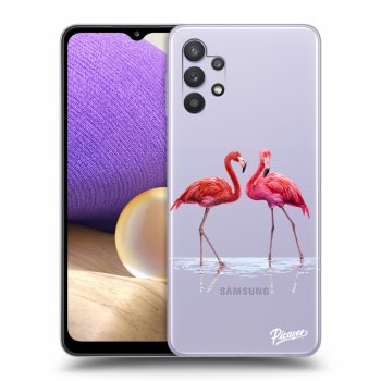 Picasee silikonowe przeźroczyste etui na Samsung Galaxy A32 5G A326B - Flamingos couple