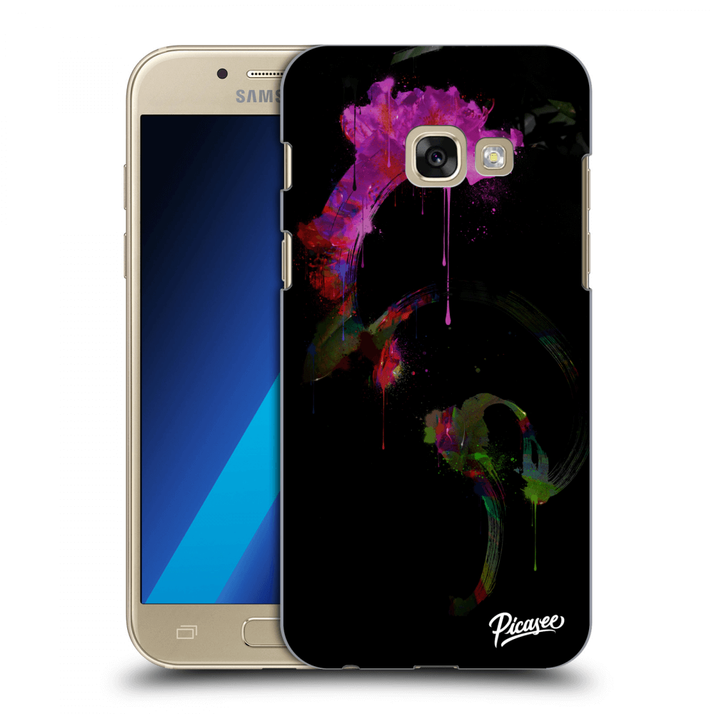 Picasee silikonowe przeźroczyste etui na Samsung Galaxy A3 2017 A320F - Peony black