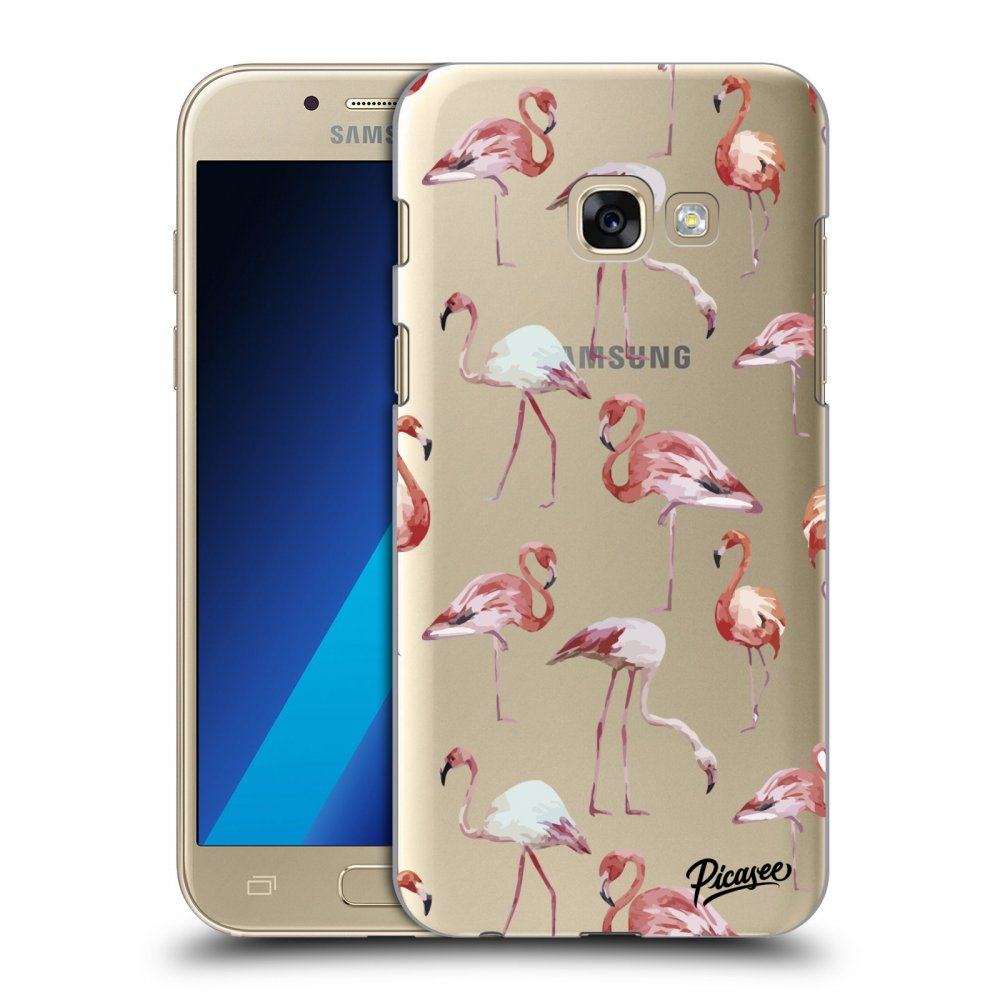 Picasee silikonowe przeźroczyste etui na Samsung Galaxy A3 2017 A320F - Flamingos
