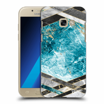 Picasee silikonowe przeźroczyste etui na Samsung Galaxy A3 2017 A320F - Blue geometry
