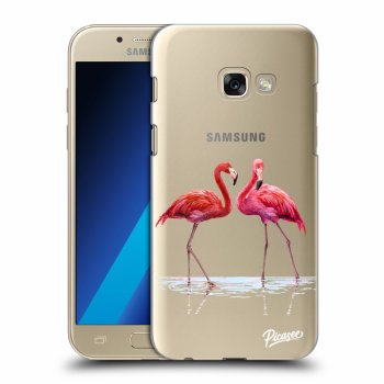 Picasee silikonowe przeźroczyste etui na Samsung Galaxy A3 2017 A320F - Flamingos couple