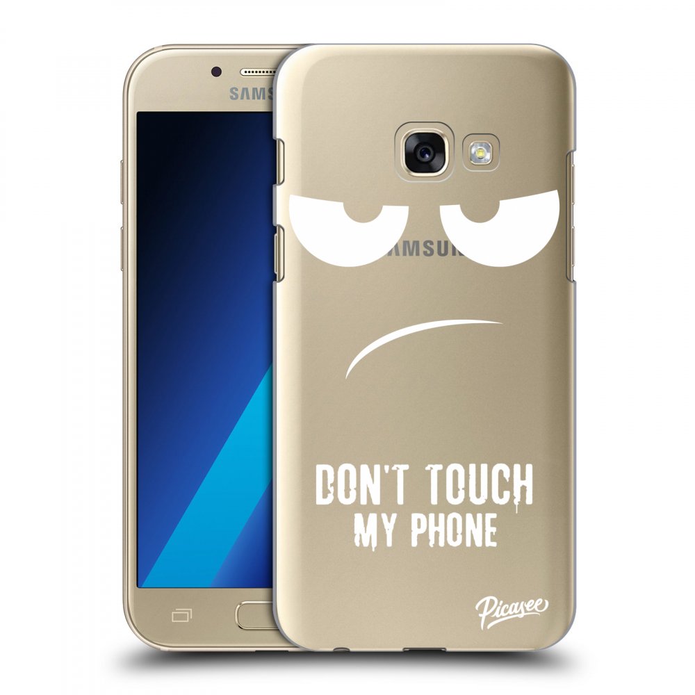 Picasee silikonowe przeźroczyste etui na Samsung Galaxy A3 2017 A320F - Don't Touch My Phone