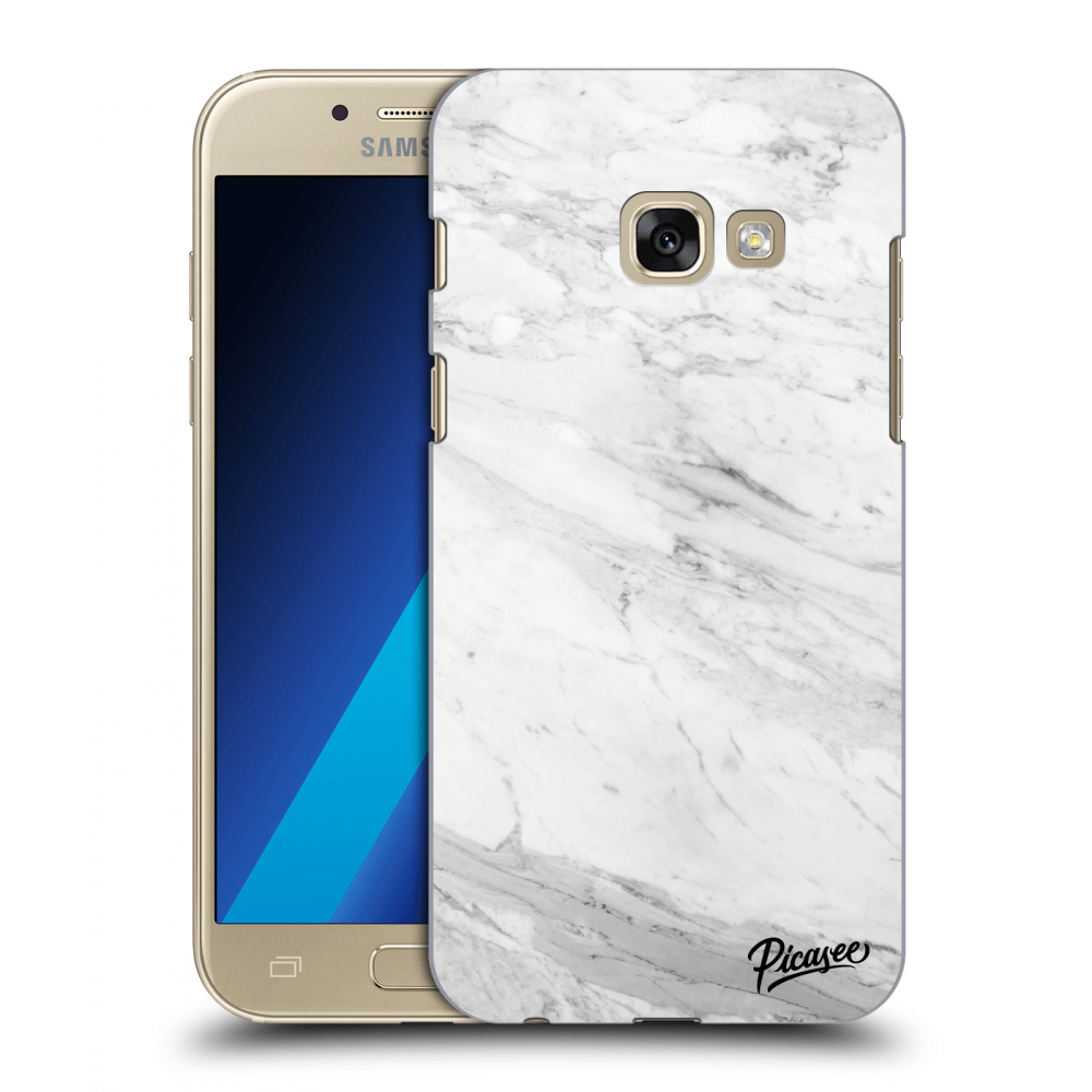 Picasee silikonowe przeźroczyste etui na Samsung Galaxy A3 2017 A320F - White marble