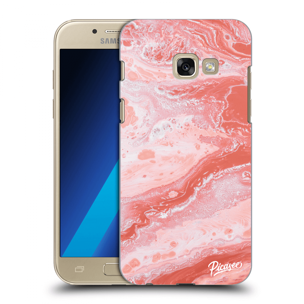 Picasee silikonowe przeźroczyste etui na Samsung Galaxy A3 2017 A320F - Red liquid