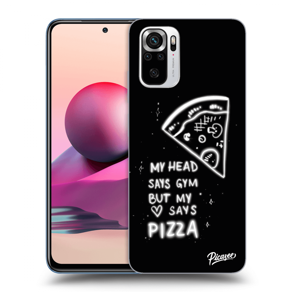 Picasee silikonowe czarne etui na Xiaomi Redmi Note 10S - Pizza
