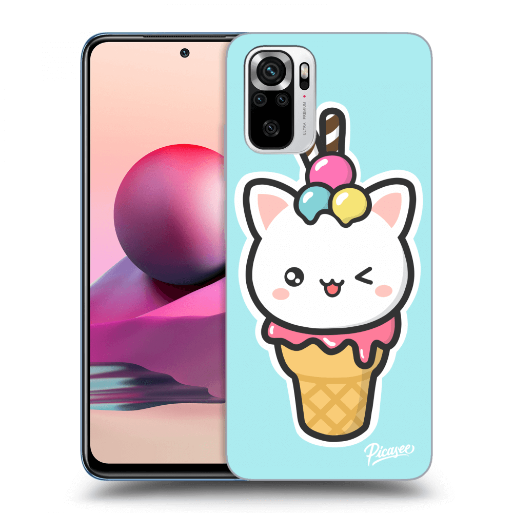 Picasee silikonowe przeźroczyste etui na Xiaomi Redmi Note 10S - Ice Cream Cat