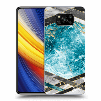 Picasee silikonowe czarne etui na Xiaomi Poco X3 Pro - Blue geometry