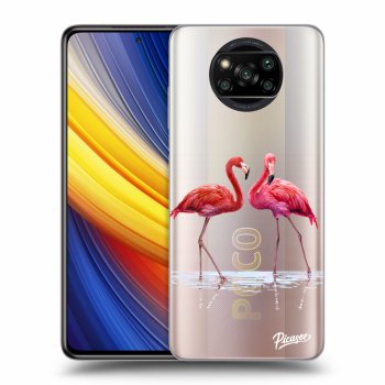 Picasee silikonowe przeźroczyste etui na Xiaomi Poco X3 Pro - Flamingos couple