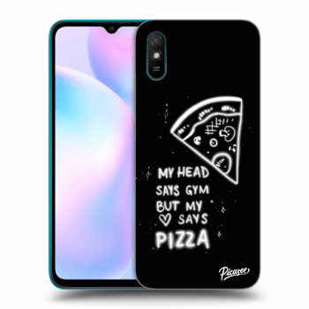 Picasee silikonowe czarne etui na Xiaomi Redmi 9AT - Pizza