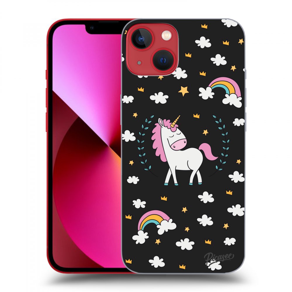 Picasee silikonowe czarne etui na Apple iPhone 13 - Unicorn star heaven